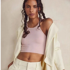FREE PEOPLE | Women's Soft Pink Bella Seamless Ribbed Tank Top NWOT